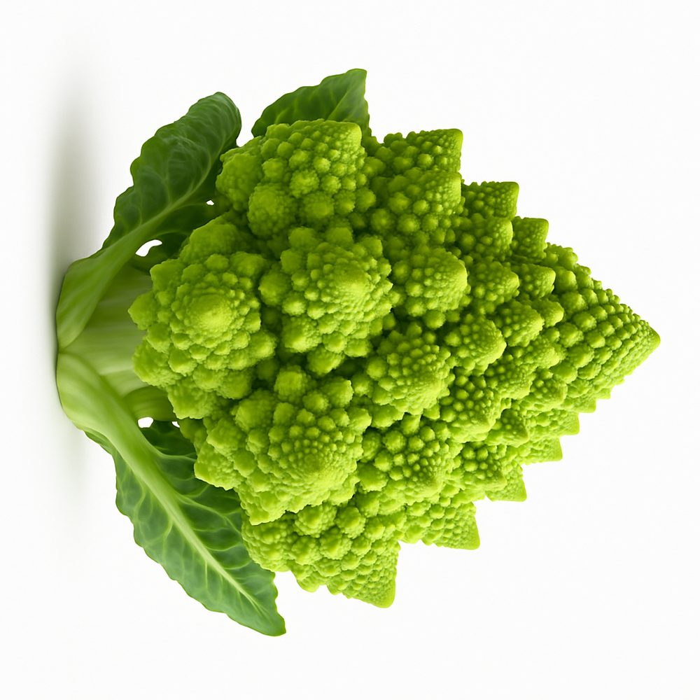 Romanesco broccoli showing fractal spirals